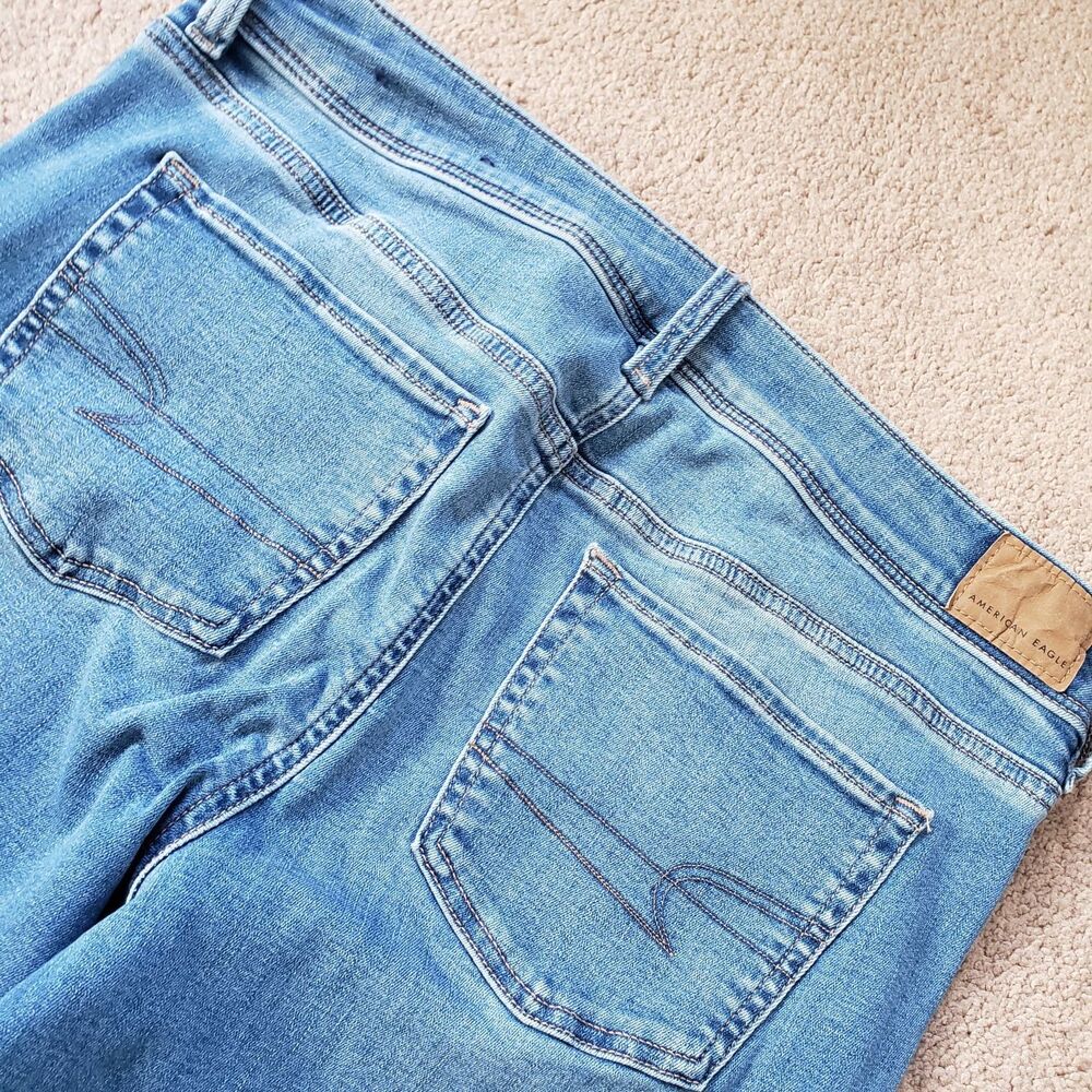 American Eagle Kick Boot Jeans Next Level Stretch Med Wash Flare Size 10 Reg Y2k - Picture 4 of 11
